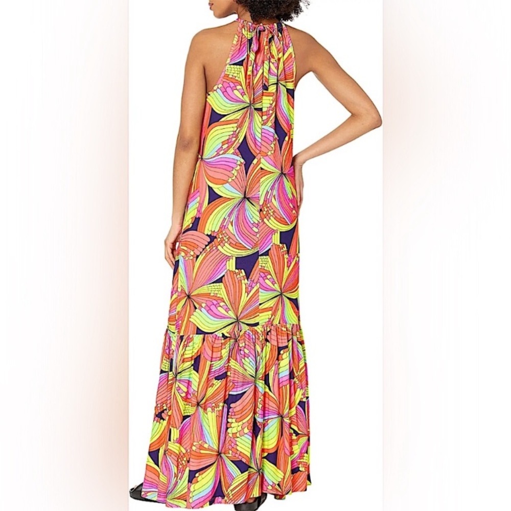 NEW Trina Turk® La Concha Colorful Halter-neck Maxi Dress Tiered Size M L NWOT - Picture 2 of 2